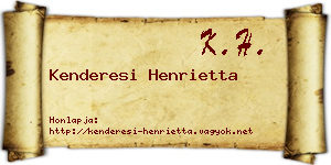 Kenderesi Henrietta névjegykártya